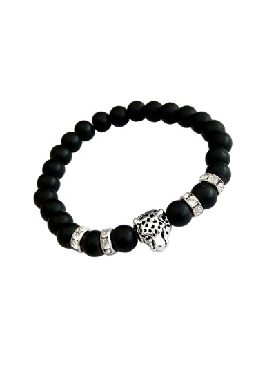 Leopard Jaguar Black Agate Beads Bracelet